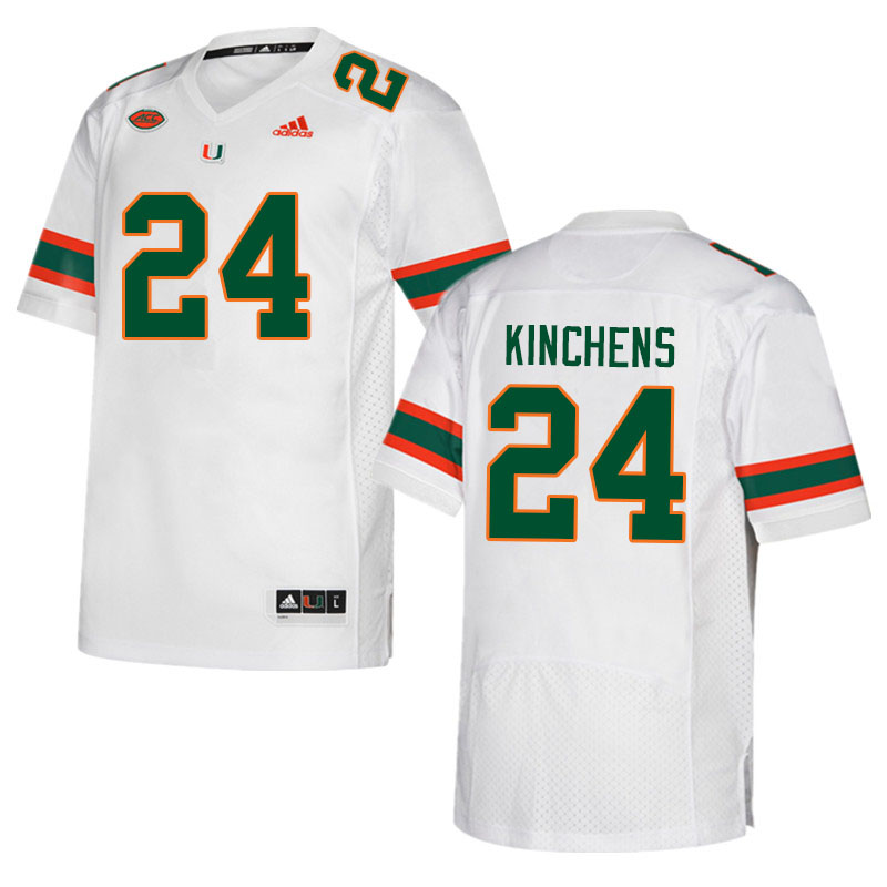 Men #24 Kamren Kinchens Miami Hurricanes College Football Jerseys Sale-White - Click Image to Close